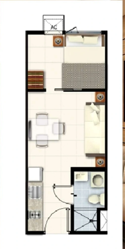 Developer-supplied Coast Residences 1 bedroom floor plan, approximately 24.09 square metres